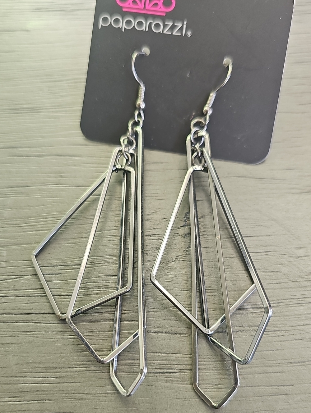 paparazzi Gunmetal Layered Geometric Drop Earrings